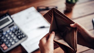 Empty money in wallet, concept money deficit, money is not enough , Unemployment, poverty
